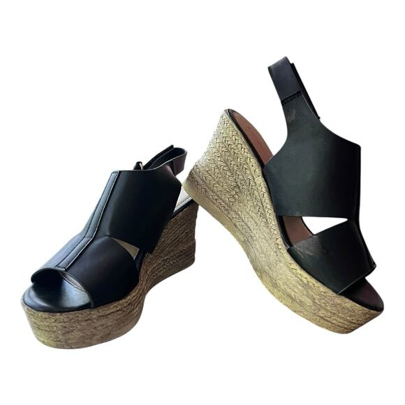 Women's Refresh Black Strappy Espadrilles Wedge Sandals Size 5.5 Fits A 7 or 36 - Picture 1 of 7